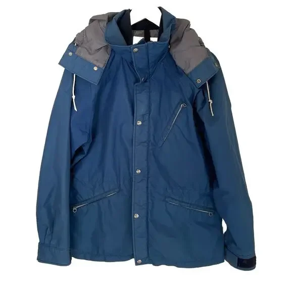 RARE Vintage 80s North Face Gore-Tex Mountain Anorak Hooded Blue Jacket Men Sz L